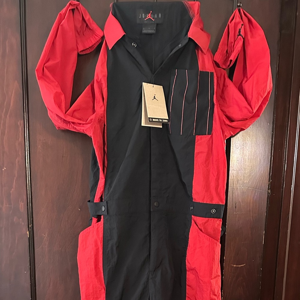 Air Jordan soma s red and black essentials jump suit brand new
